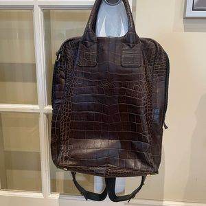 Helianthus Backpack Handbag Brown Leather Tortoise Shell Style